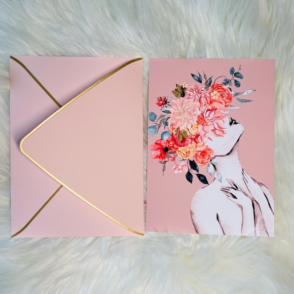 Set of Five Floral Women Elegant Greeting Cards & Luxury Envelo… - Picture 5 of 16